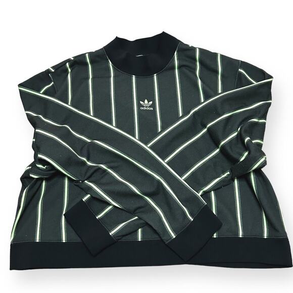 ADIDAS Special Edition Sweatshirt Sweater Crop Top Mint Green Striped Active XL - Picture 7 of 13